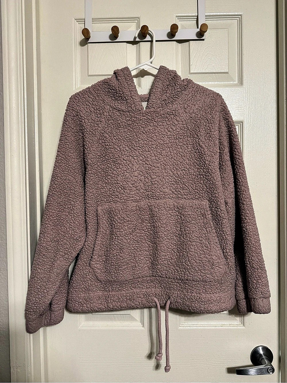 American Eagle Sherpa Cinch Hoodie Teddy Fleece Pink Medium